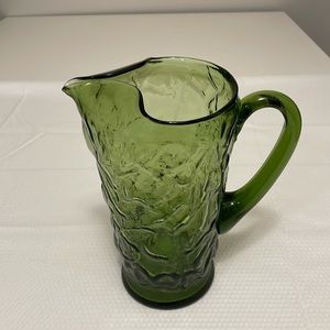 Vintage Green Seneca Glass Driftwood Pitcher